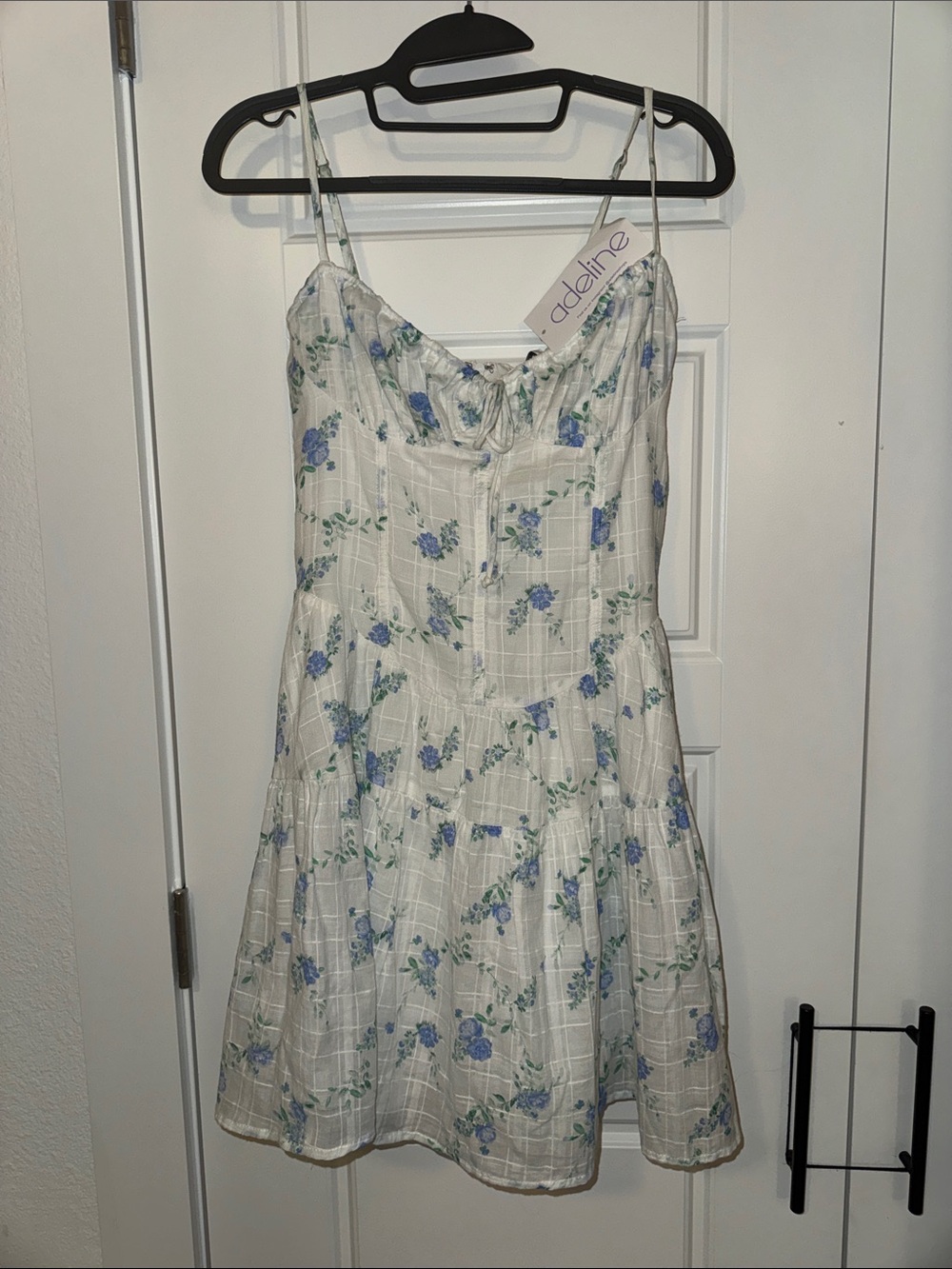Linen Floral Summer Dress - Size Large